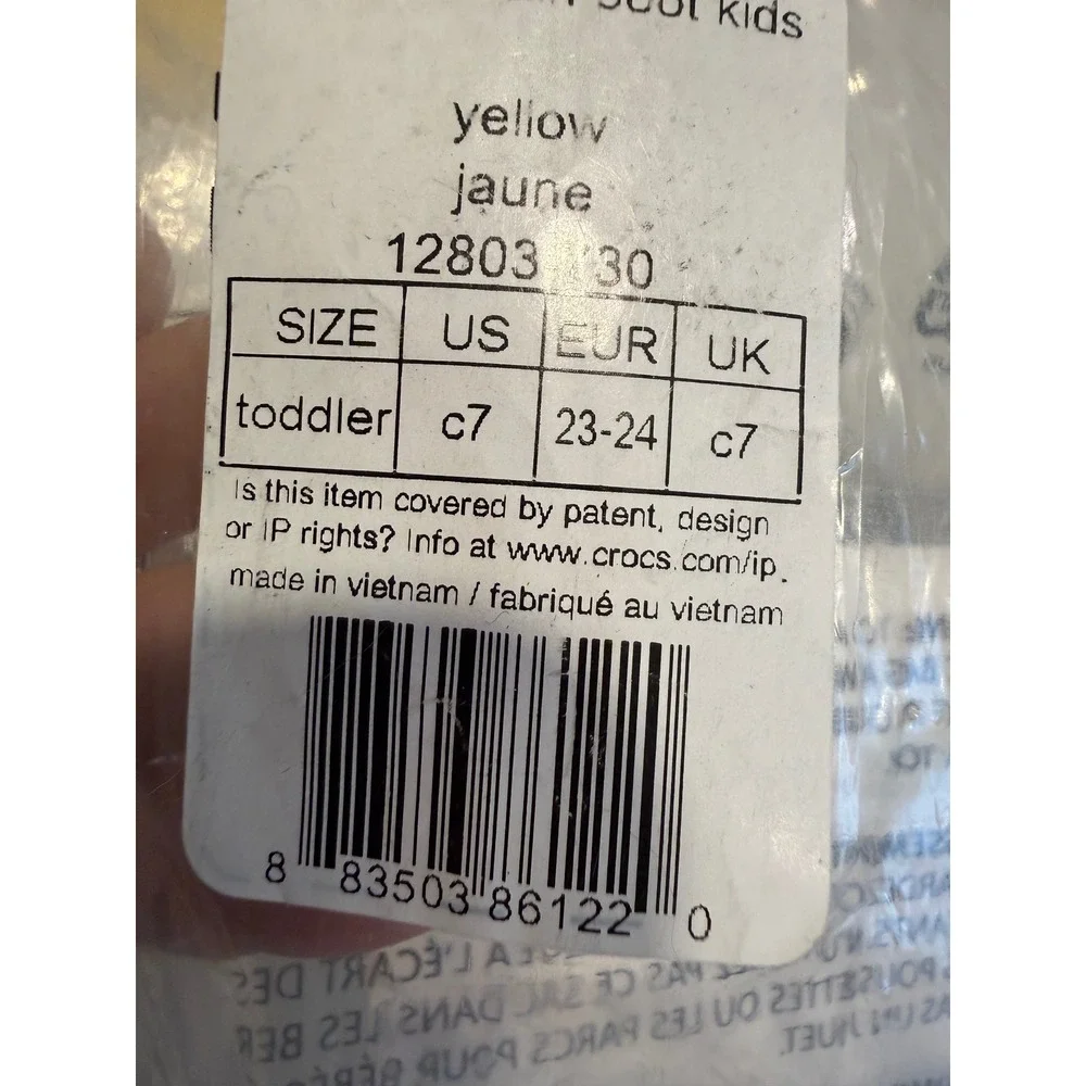 Crocs Handle It Rain Boot Kids Toddler C7 Yellow Waterproof Pull On 12803-730